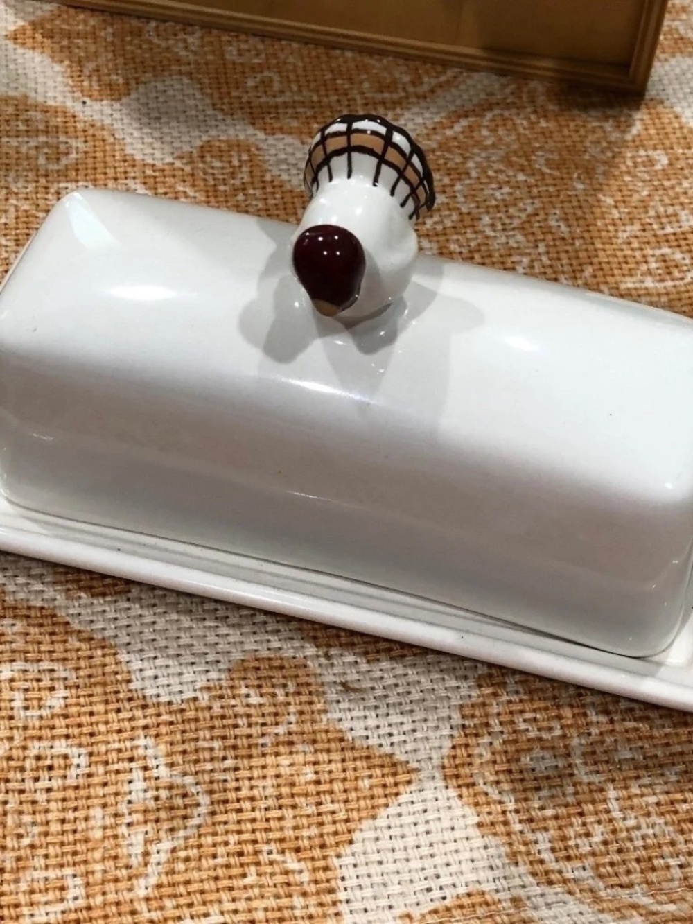 Pottery Barn Gobble Thanksgiving Covered Butter Dish, Collectible